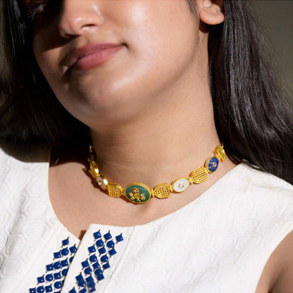 ZARIIN Regal Styled Look (Set Of 3- Necklace , Choker And Earrings)