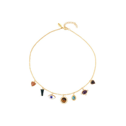 ZARIIN Moon And Stones Layering Necklaces