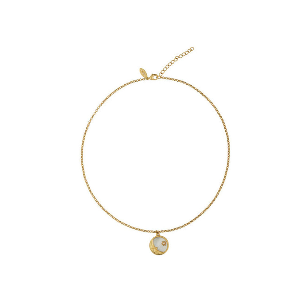 ZARIIN Moon And Stones Layering Necklaces