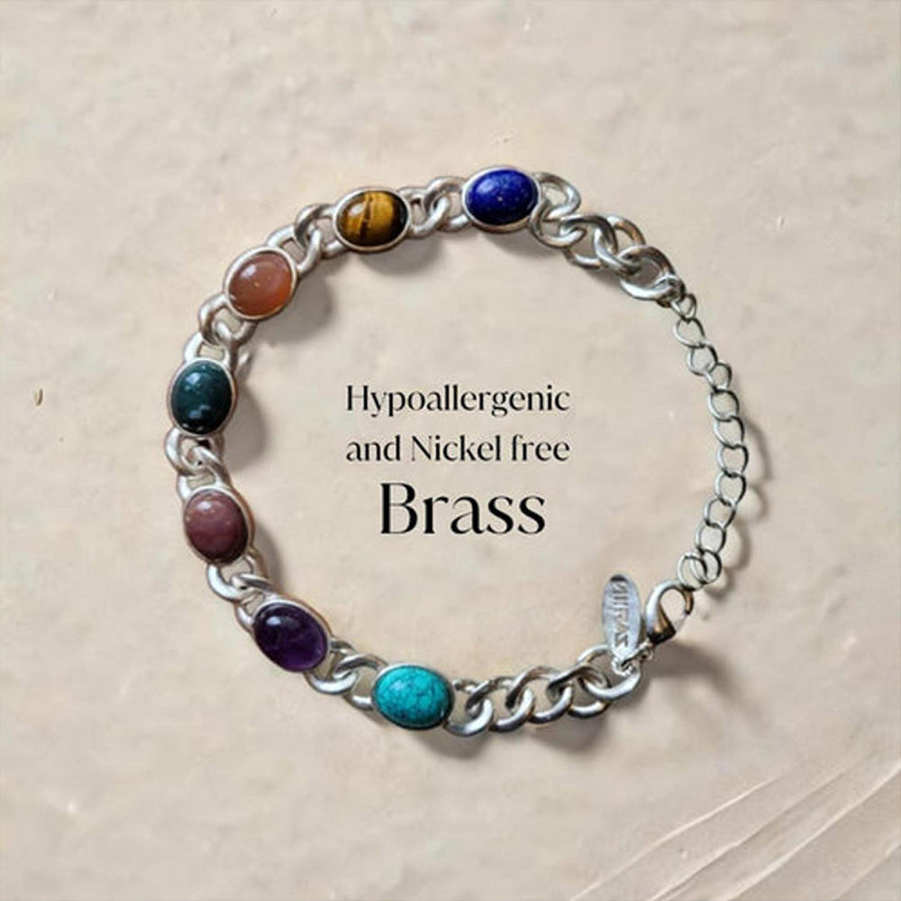 ZARIIN Power Chakra Bracelet Giftbox Set (Gold And Silver) - For Him And Her