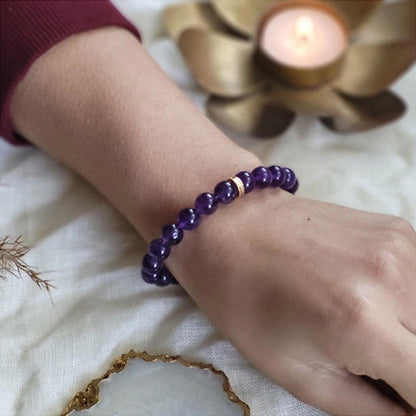 ZARIIN Amethyst Bead Bracelet For Overall Health And Master Healer