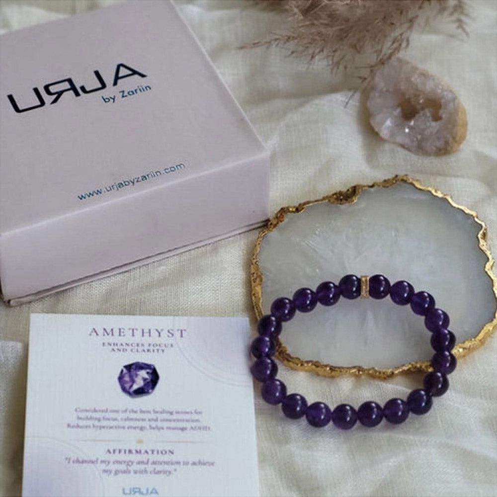 ZARIIN Amethyst Bead Bracelet For Overall Health And Master Healer