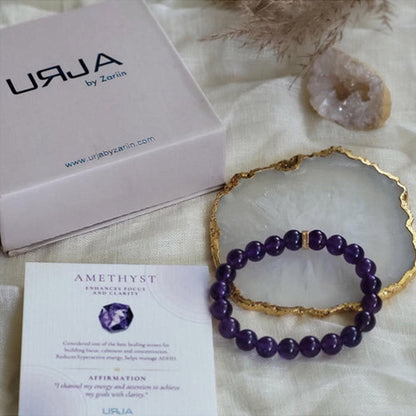 ZARIIN Amethyst Bead Bracelet For Overall Health And Master Healer