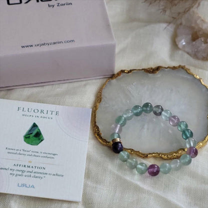 ZARIIN Fluorite Bead Bracelet For Clarity And Focus