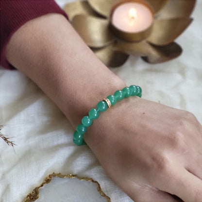 ZARIIN Green Aventurine Bead Bracelet For Luck And Opportunity