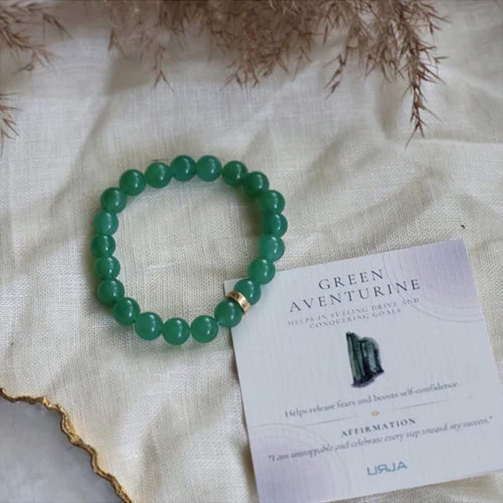 ZARIIN Green Aventurine Bead Bracelet For Luck And Opportunity