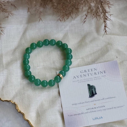 ZARIIN Green Aventurine Bead Bracelet For Luck And Opportunity