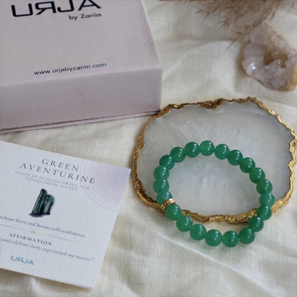 ZARIIN Green Aventurine Bead Bracelet For Luck And Opportunity