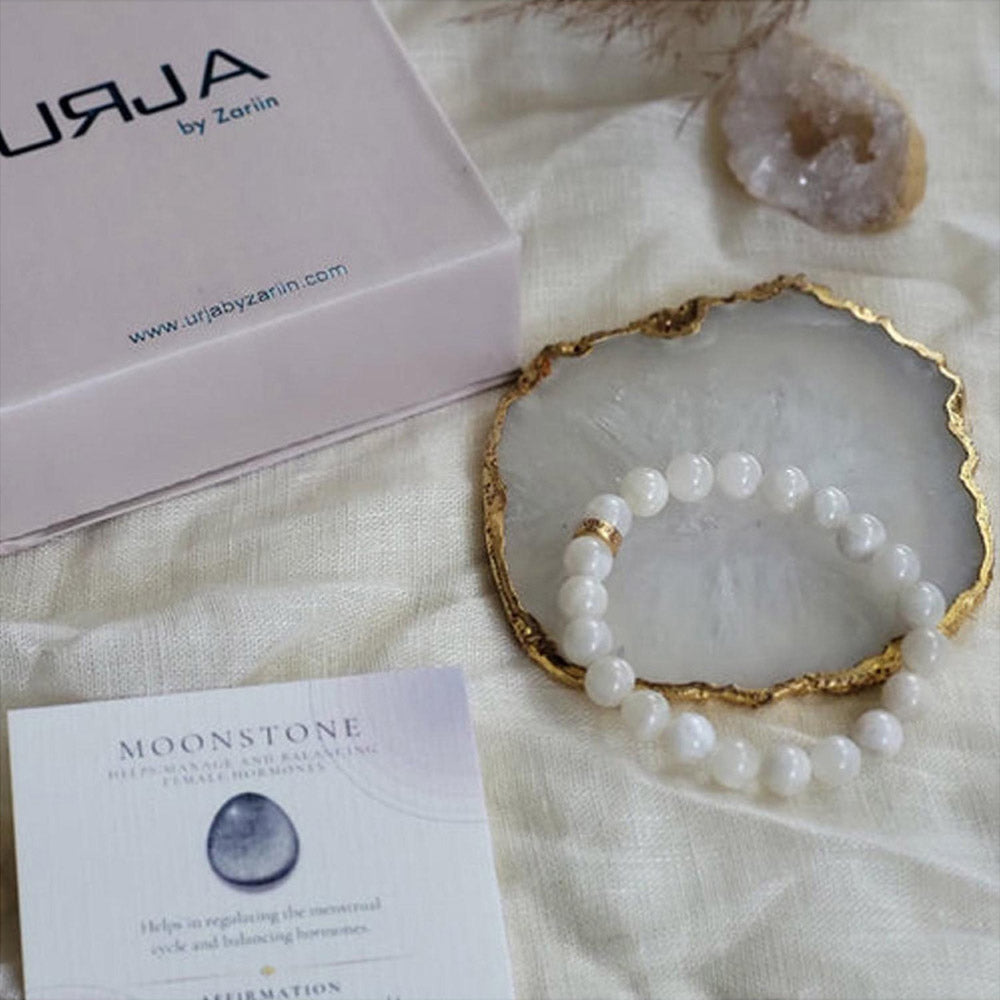 ZARIIN Moonstone Bead Bracelet For Hormonal Balance