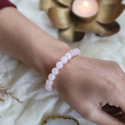ZARIIN Rose Quartz Bead Bracelet For Love And Compassion