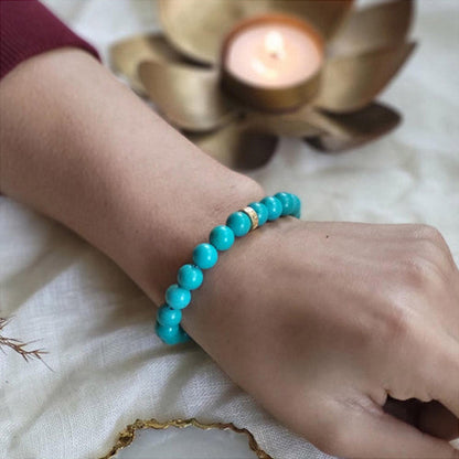 ZARIIN Turquoise Bead Bracelet For Communication And Expression