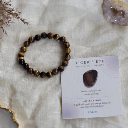ZARIIN Tigers Eye Bead Bracelet For Courage And Strength