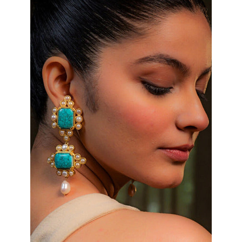 ZARIIN Travel Blues Statement Earrings