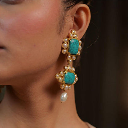 ZARIIN Travel Blues Statement Earrings