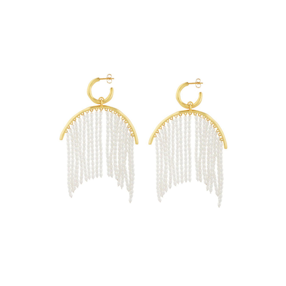 ZARIIN Pearl Zoned Statement Earrings