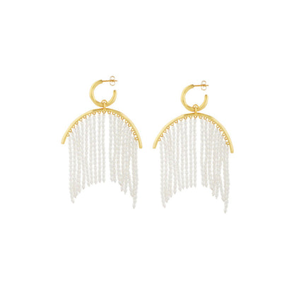 ZARIIN Pearl Zoned Statement Earrings