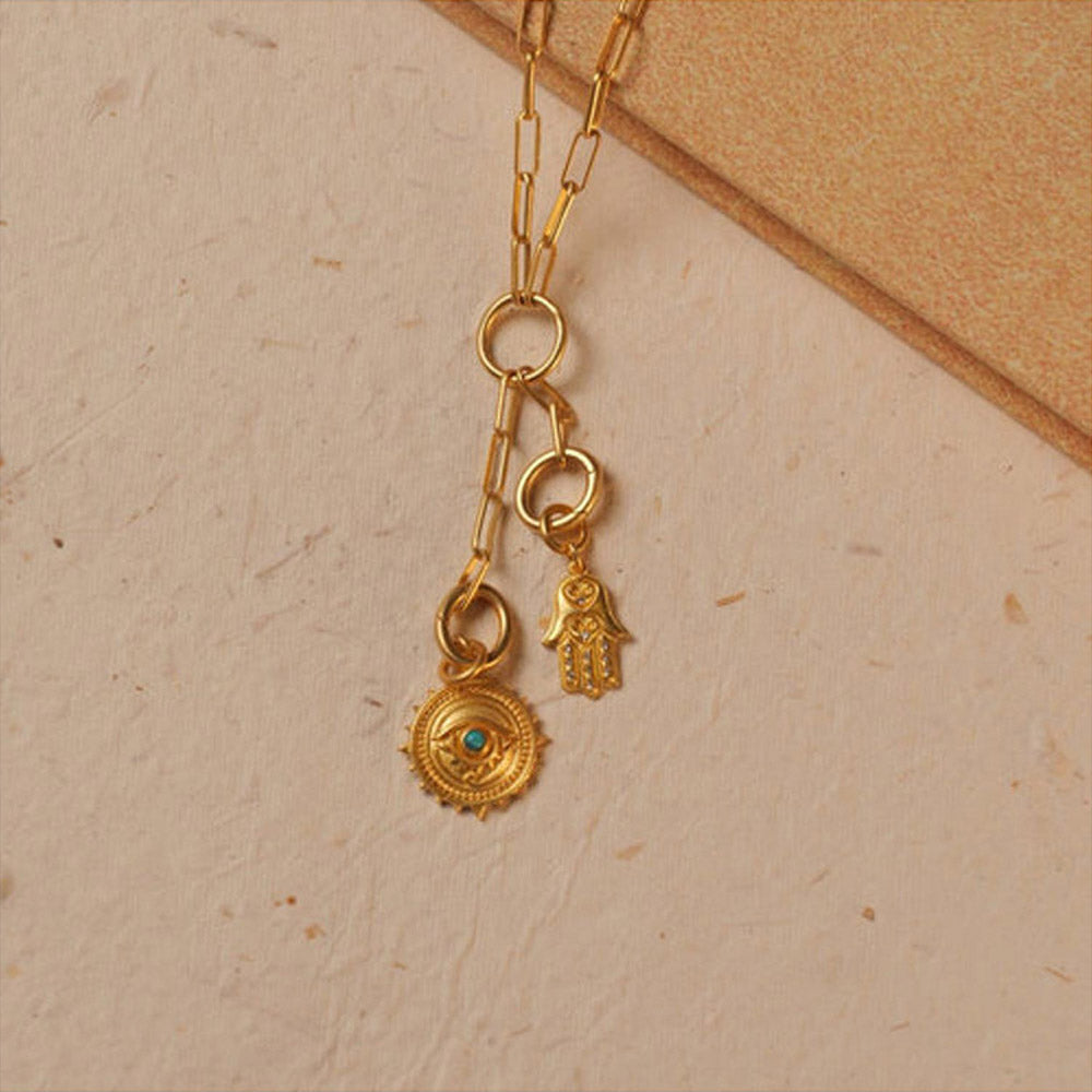 ZARIIN Evil Eye Charm With Turquoise For Peace, Protection And Expressive Clarity