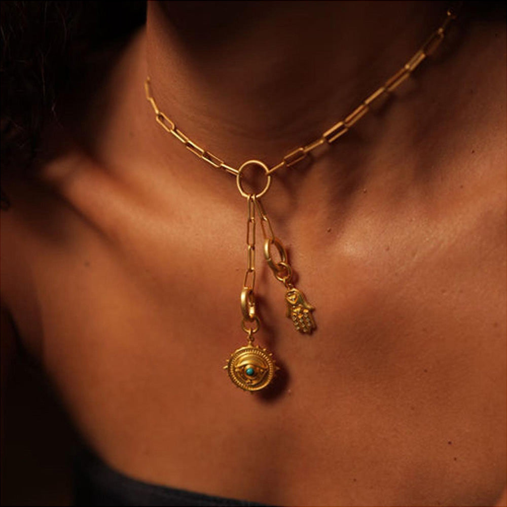 ZARIIN Evil Eye Charm With Turquoise For Peace, Protection And Expressive Clarity