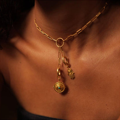 ZARIIN Evil Eye Charm With Turquoise For Peace, Protection And Expressive Clarity