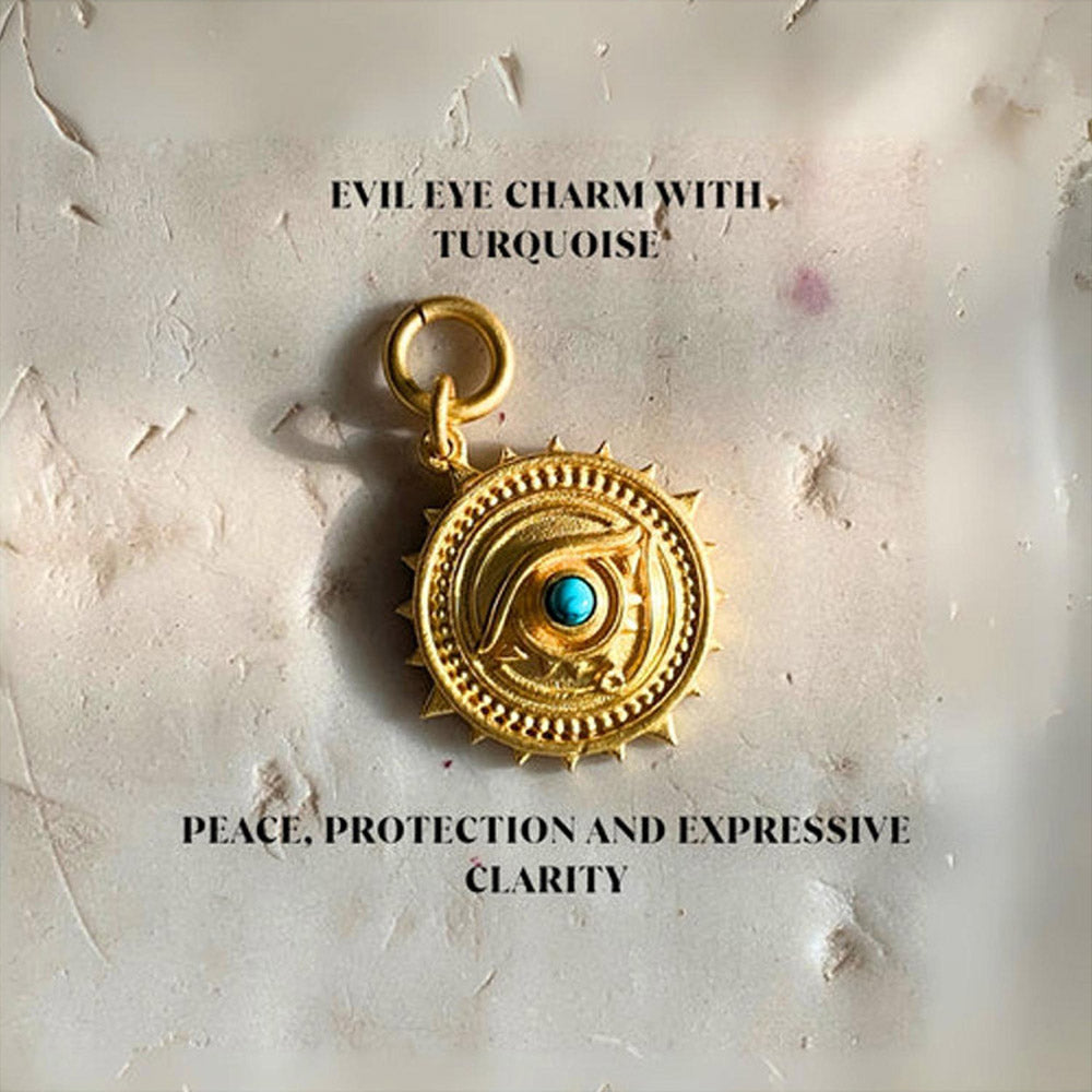 ZARIIN Evil Eye Charm With Turquoise For Peace, Protection And Expressive Clarity