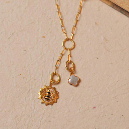 ZARIIN Four Leaf Clover Charm With Mother Of Pearl For Serendipity And Divine Timing