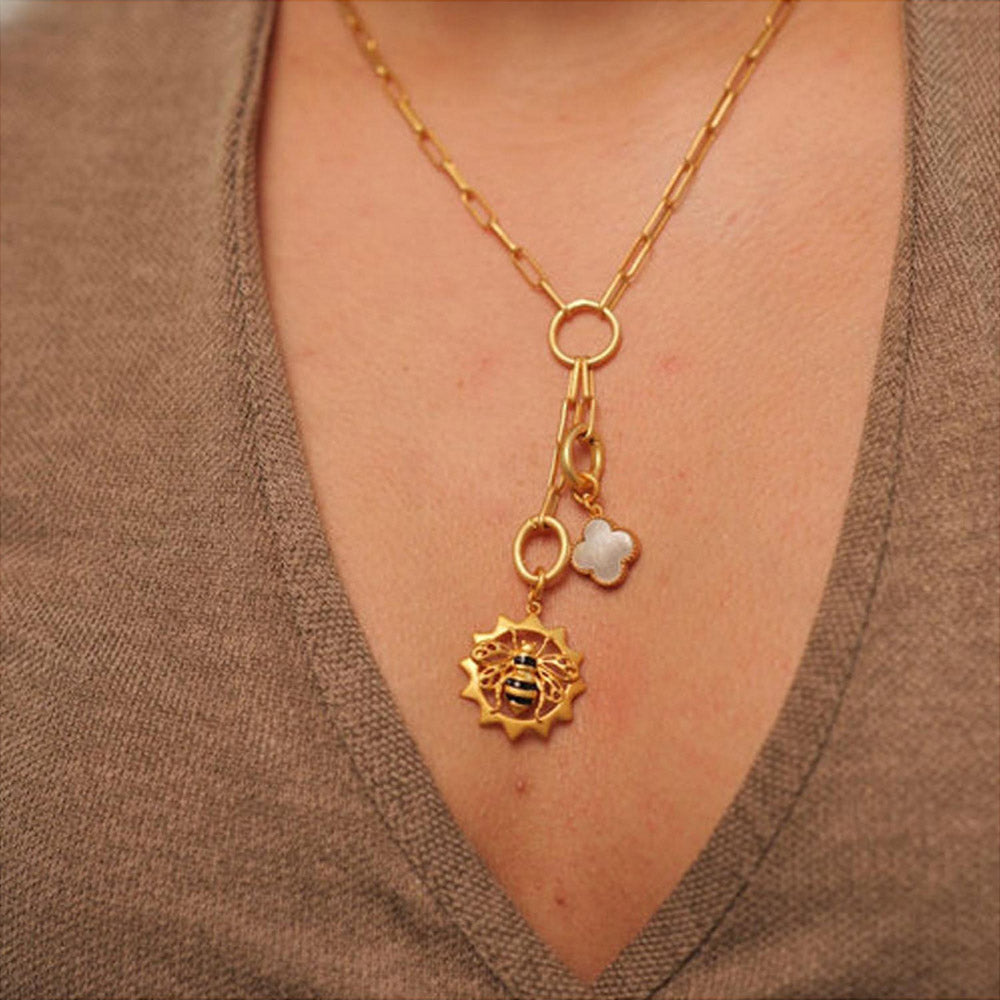 ZARIIN Four Leaf Clover Charm With Mother Of Pearl For Serendipity And Divine Timing