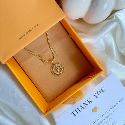 ZARIIN Glory Of Om Pendant Necklace With Cubic Zircons