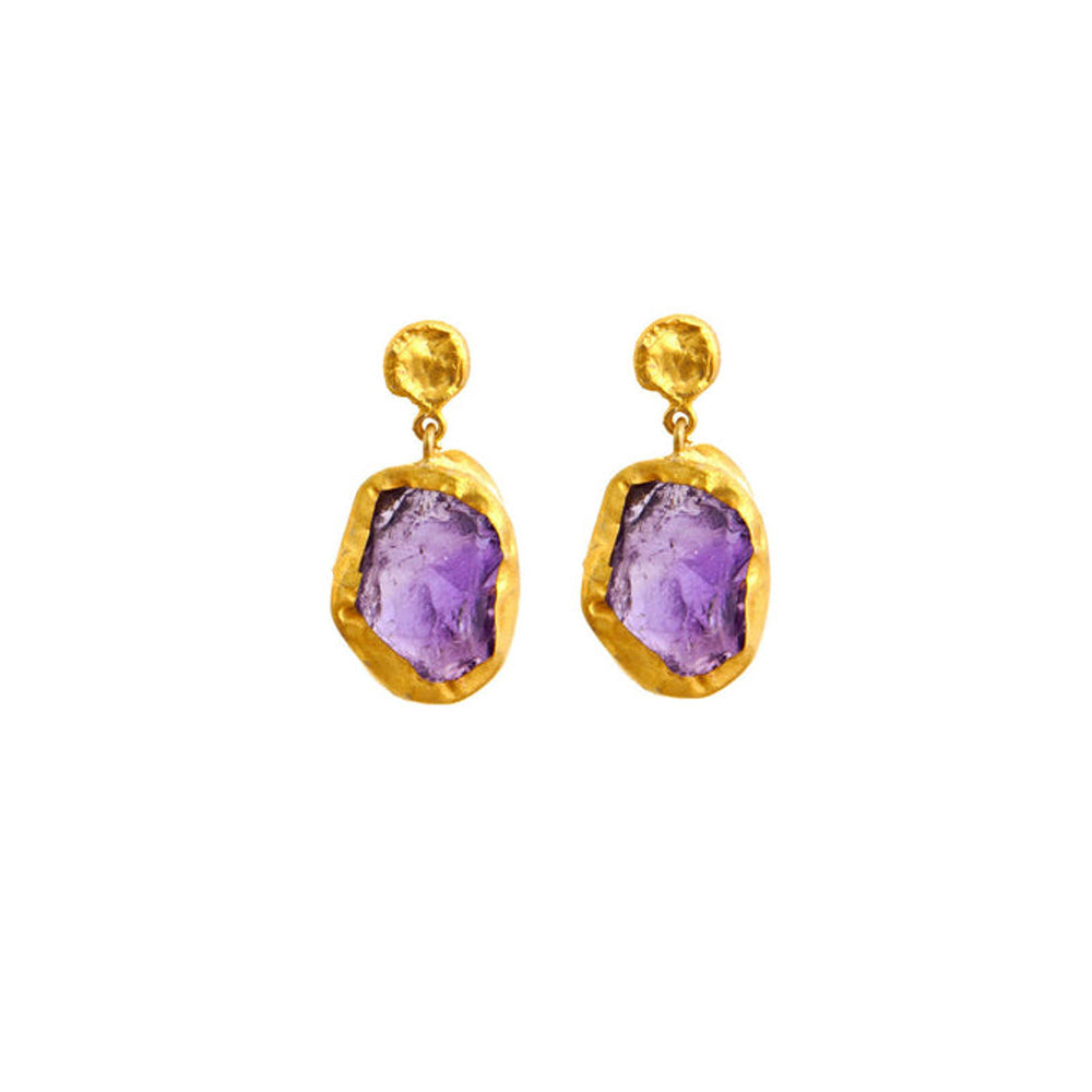 ZARIIN The Spirited One Gold Earrings With Amethyst