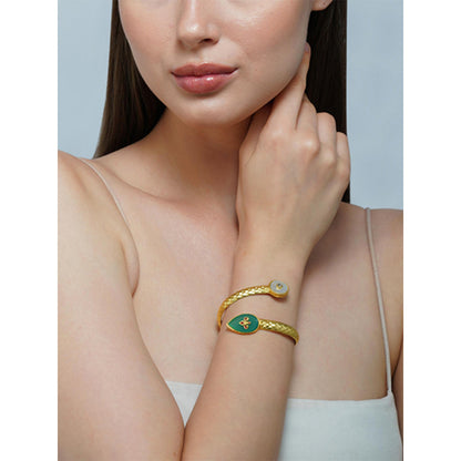 ZARIIN Old Meets New Green Onyx Cuff Bracelet