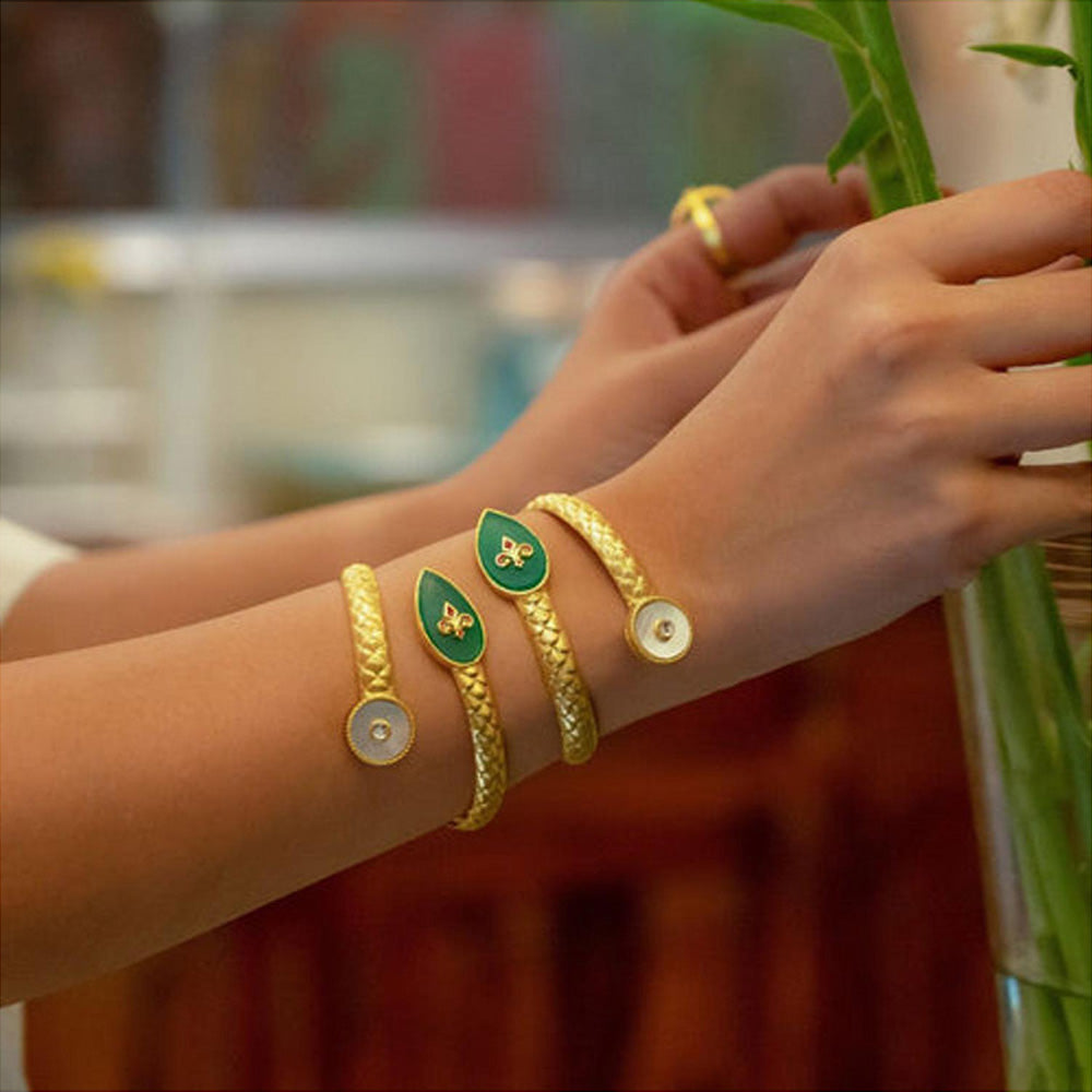 ZARIIN Old Meets New Green Onyx Cuff Bracelet