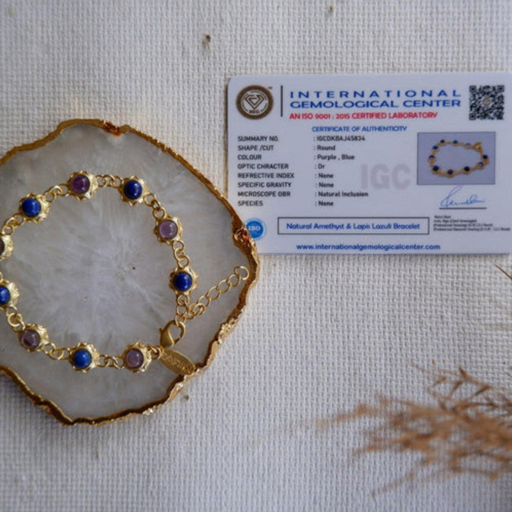 ZARIIN Amethyst And Lapis Lazuli Bracelet