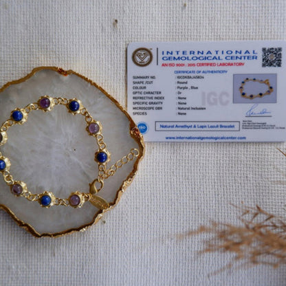 ZARIIN Amethyst And Lapis Lazuli Bracelet