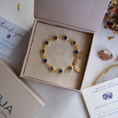 ZARIIN Amethyst And Lapis Lazuli Bracelet