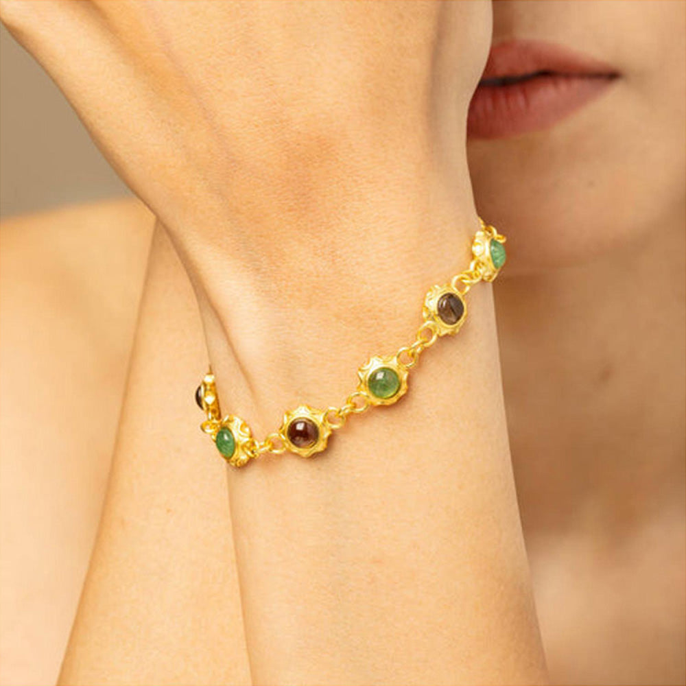 ZARIIN Green Aventurine And Smoky Topaz Bracelet