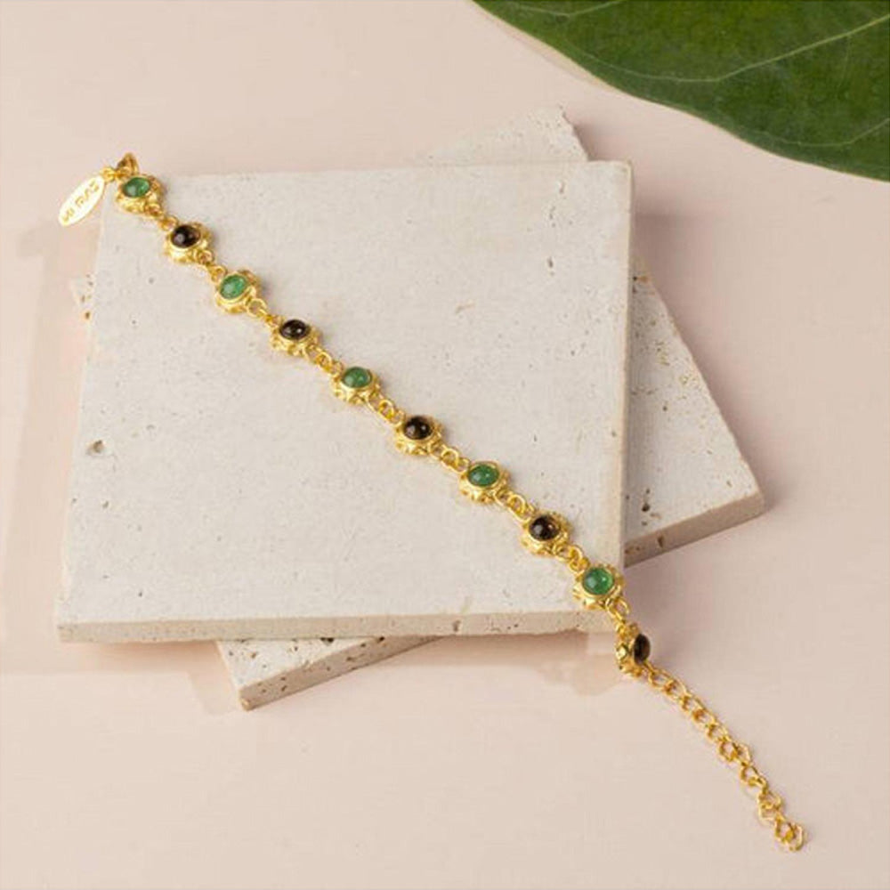 ZARIIN Green Aventurine And Smoky Topaz Bracelet