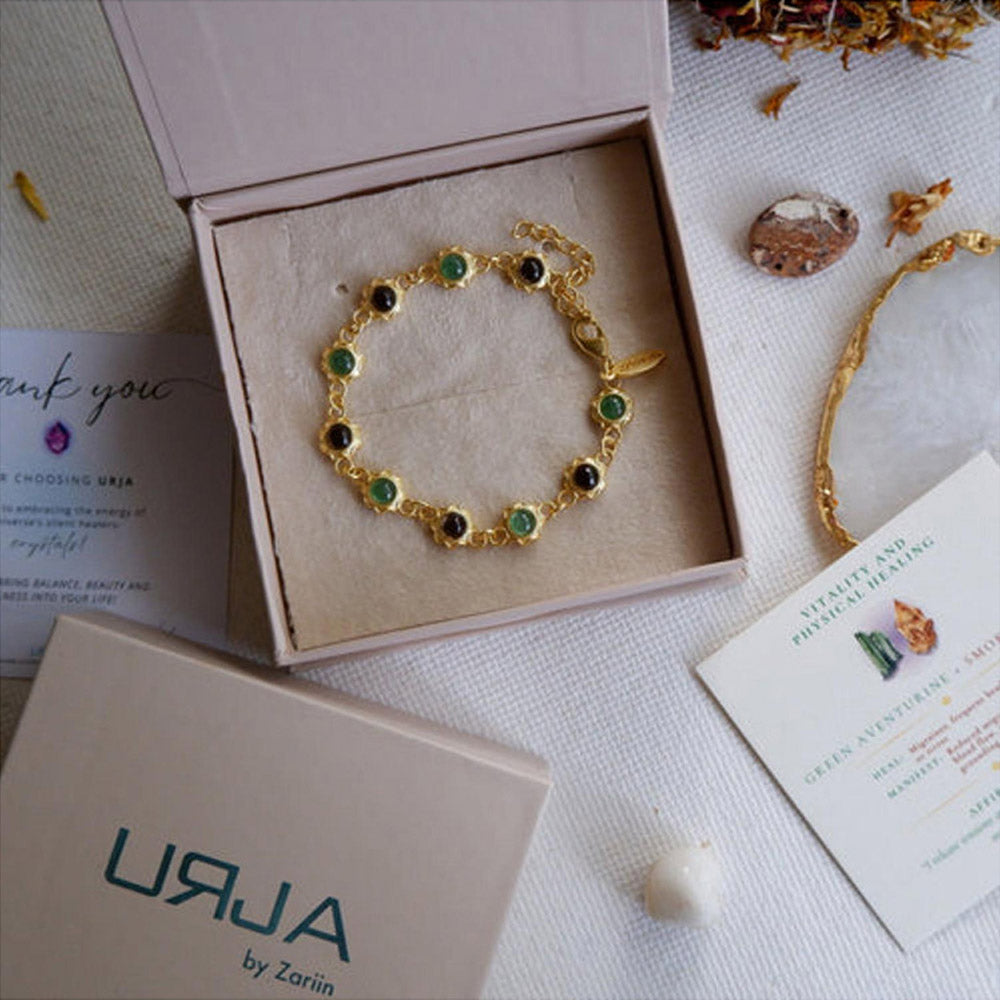 ZARIIN Green Aventurine And Smoky Topaz Bracelet