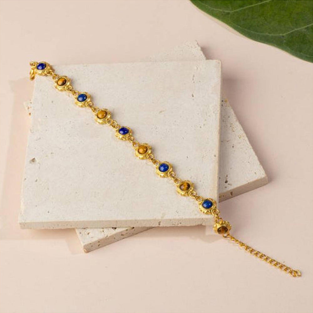 ZARIIN Tiger'S Eye And Lapis Lazuli Bracelet