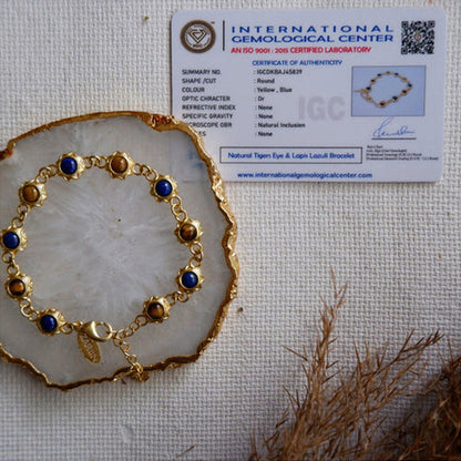 ZARIIN Tiger'S Eye And Lapis Lazuli Bracelet