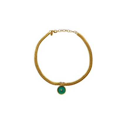 ZARIIN Modern Begum Green Onyx Link Necklace