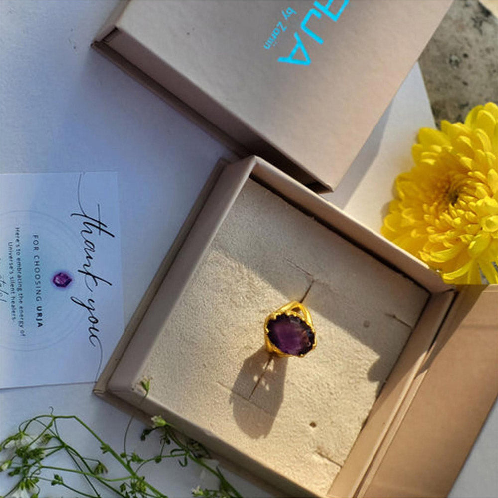 ZARIIN Amethyst Healing Ring For Calmness And Good Health