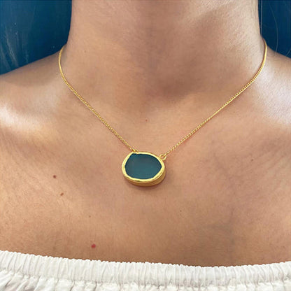 ZARIIN A Touch Of Blue Topaz Stone Gold Necklace