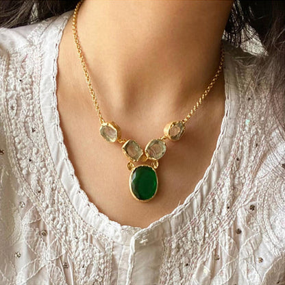 ZARIIN Wear Pray Love Green Amethyst Green Quartz Necklace