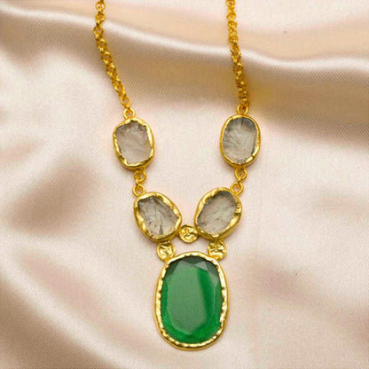 ZARIIN Wear Pray Love Green Amethyst Green Quartz Necklace