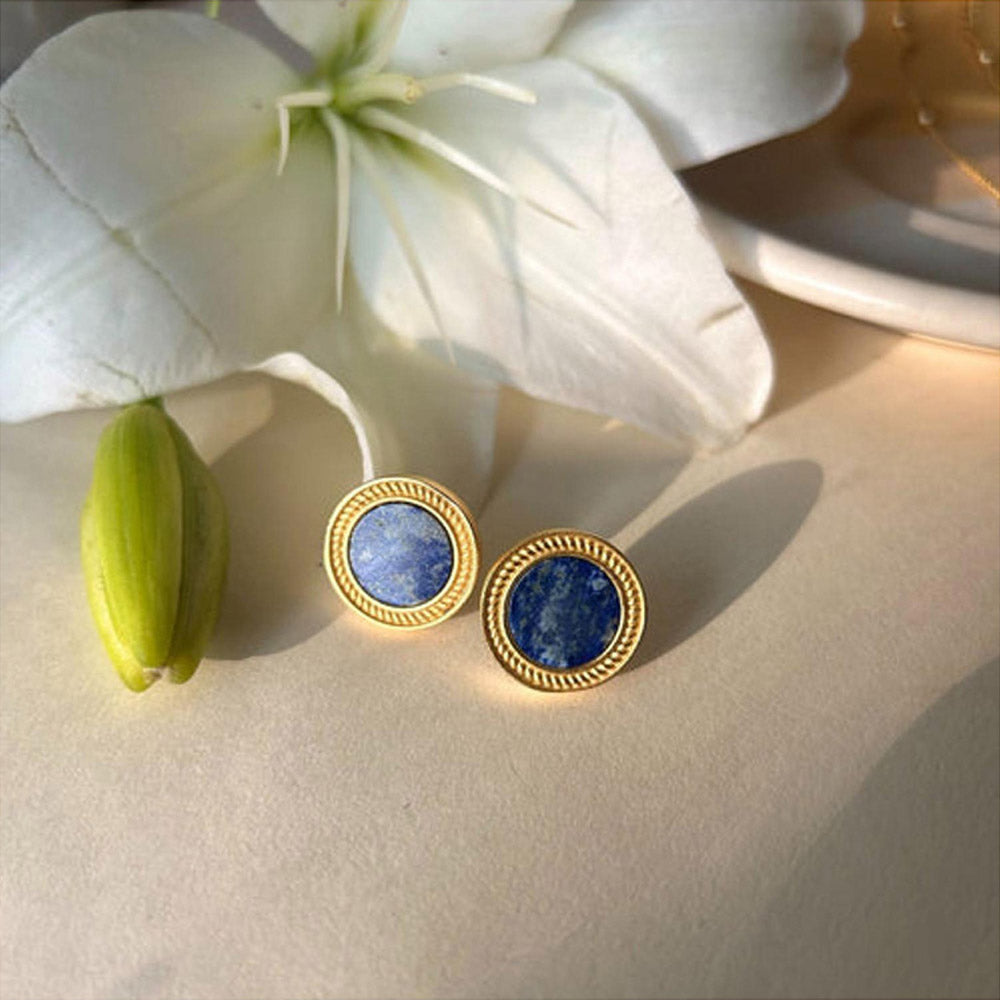 ZARIIN Tranquil Life Stud Earrings With Lapis Lazuli - Intuition