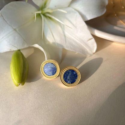 ZARIIN Tranquil Life Stud Earrings With Lapis Lazuli - Intuition