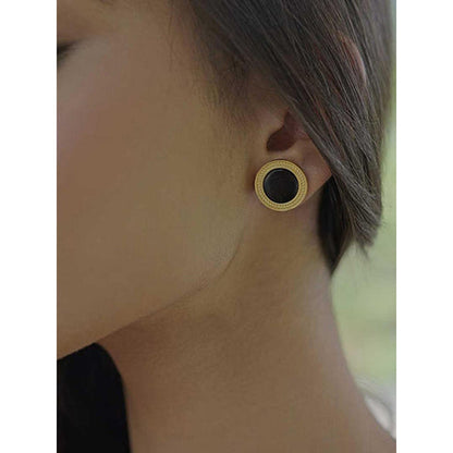 ZARIIN Tranquil Life Stud Earrings With Black Onyx - Protection