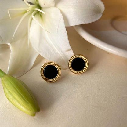 ZARIIN Tranquil Life Stud Earrings With Black Onyx - Protection