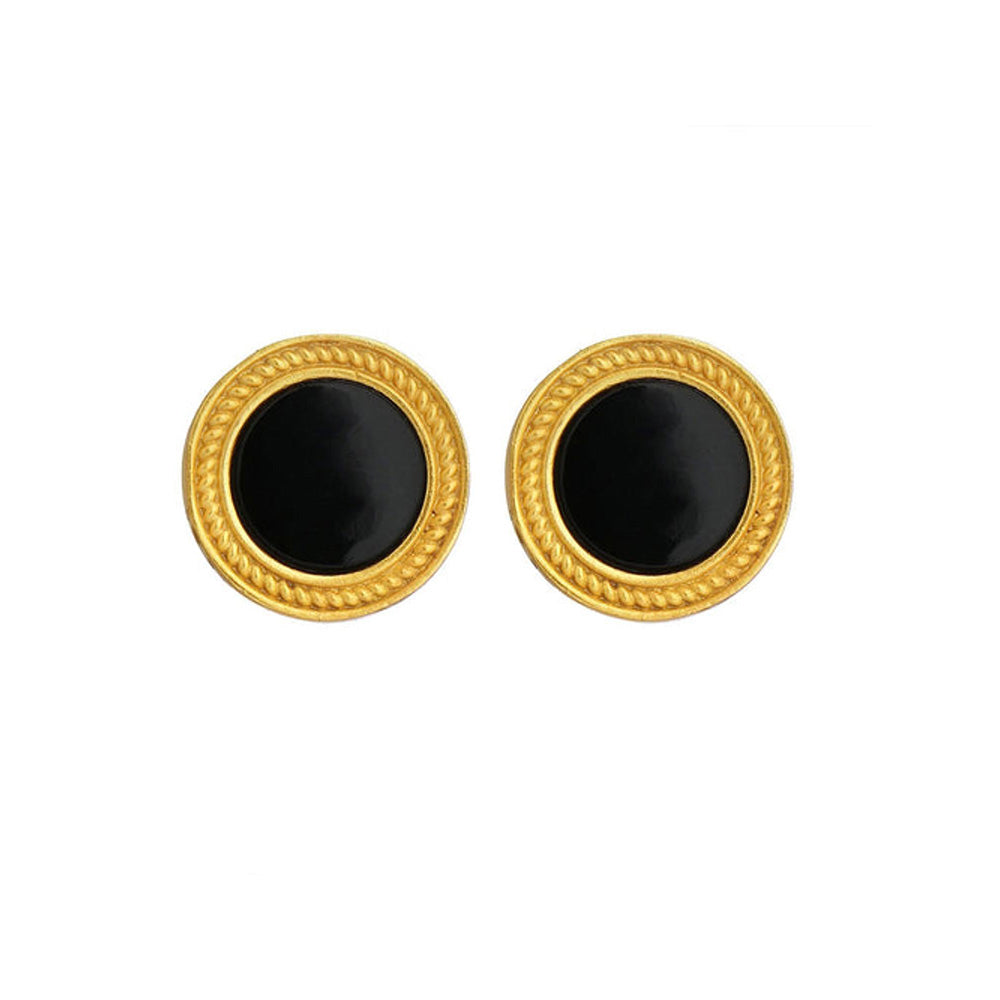 ZARIIN Tranquil Life Stud Earrings With Black Onyx - Protection