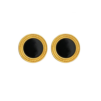 ZARIIN Tranquil Life Stud Earrings With Black Onyx - Protection