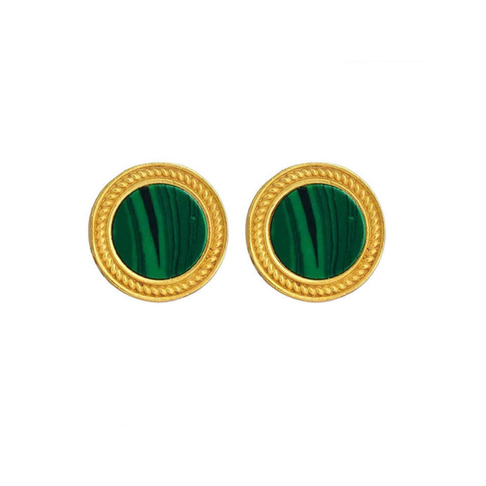 ZARIIN Tranquil Life Stud Earrings With Malachite - Abundance